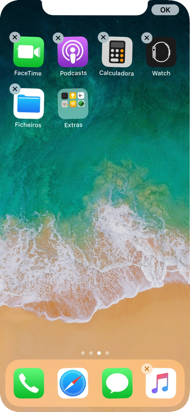 Prima o ícone para apagar.