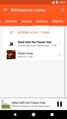 Prima o título da música na parte inferior do ecrã.