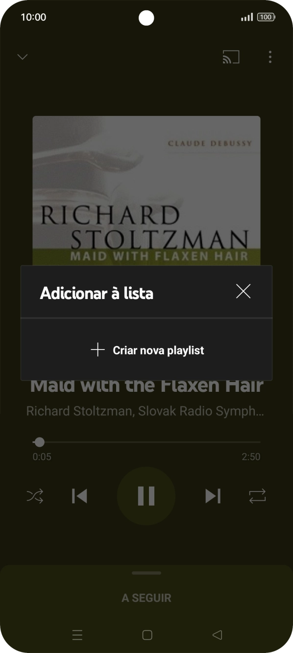 Prima Criar nova playlist.