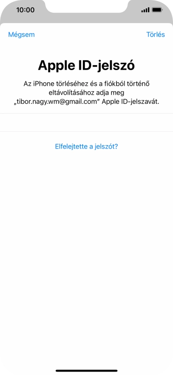 Írd be az Apple ID-hoz tartózó jelszót, és válaszd a Törlés lehetőséget. Várj egy kicsit, amíg a telefon visszaállítja a gyári beállításokat. A telefon konfigurálásához és ahhoz, hogy üzemkész állapotba hozd, kövesd a képernyőn megjelenő utasításokat.