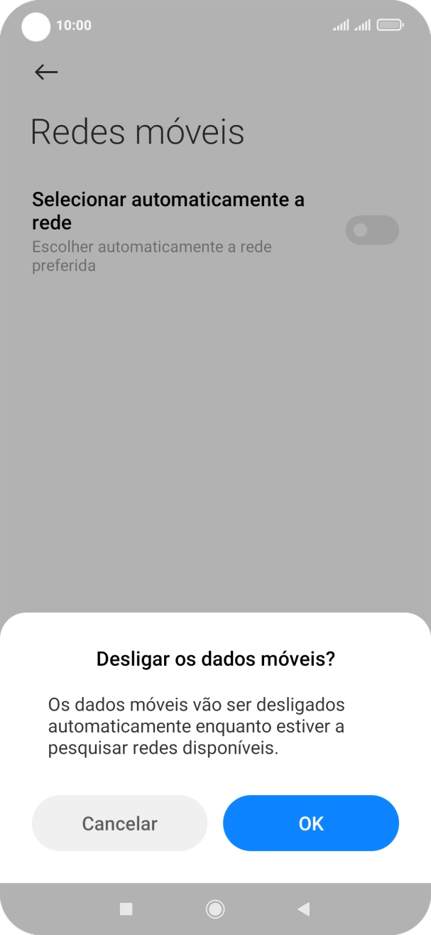 Prima OK e aguarde enquanto o telefone procura as redes.