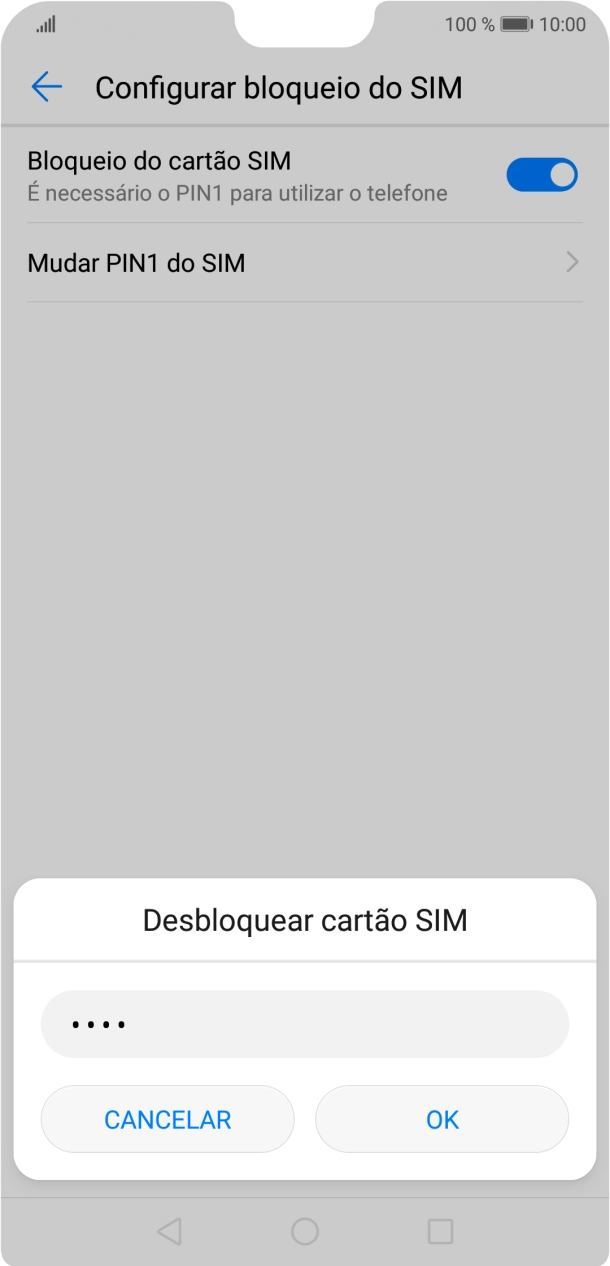 Introduza o seu código PIN e prima OK.
