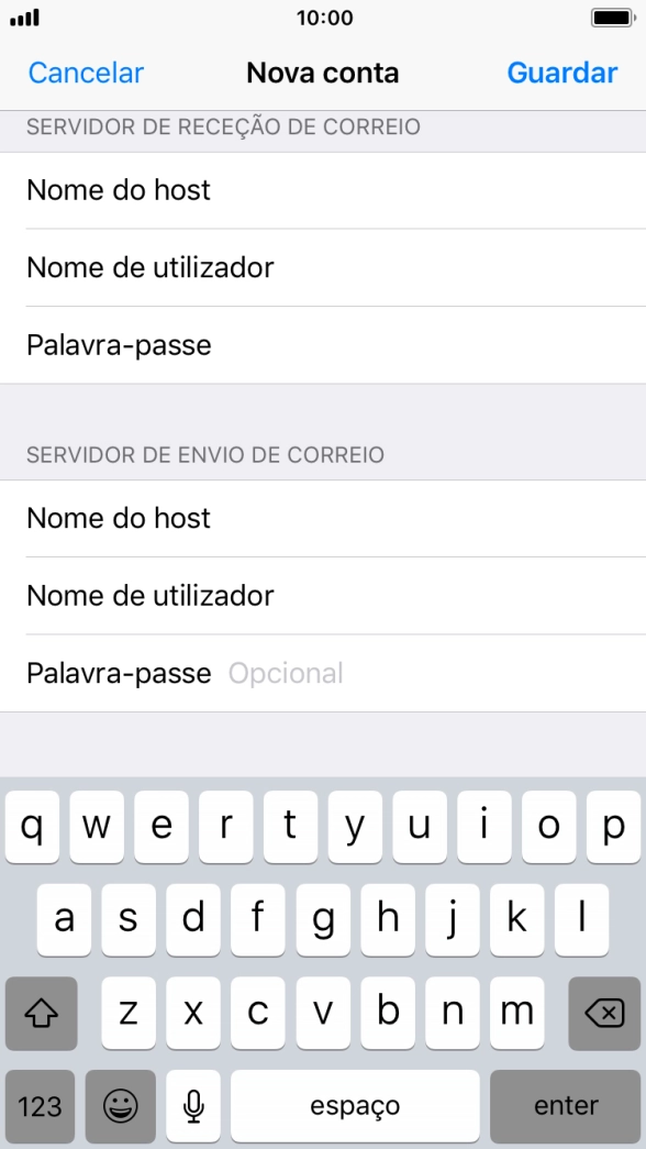Prima Palavra-passe e introduza a password da sua conta de e-mail.