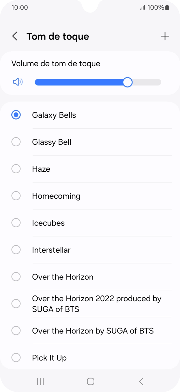 Prima os tons de toque pretendidos para os ouvir.