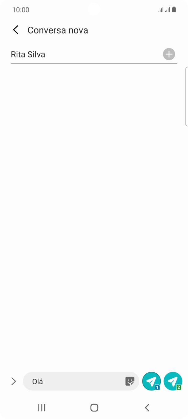 Quando tiver terminado de escrever a sua mensagem curta, prima o ícone para enviar junto ao cartão SIM pretendido.