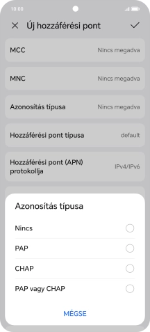 Válaszd a PAP lehetőséget.