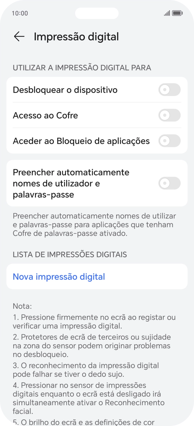 Prima Nova impressão digital.