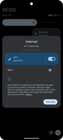 Prima o indicador para ativar ou desativar a função.