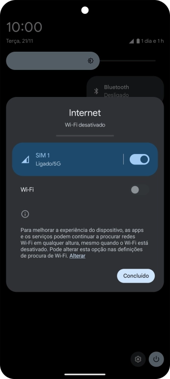 Prima o indicador para ativar ou desativar a função.