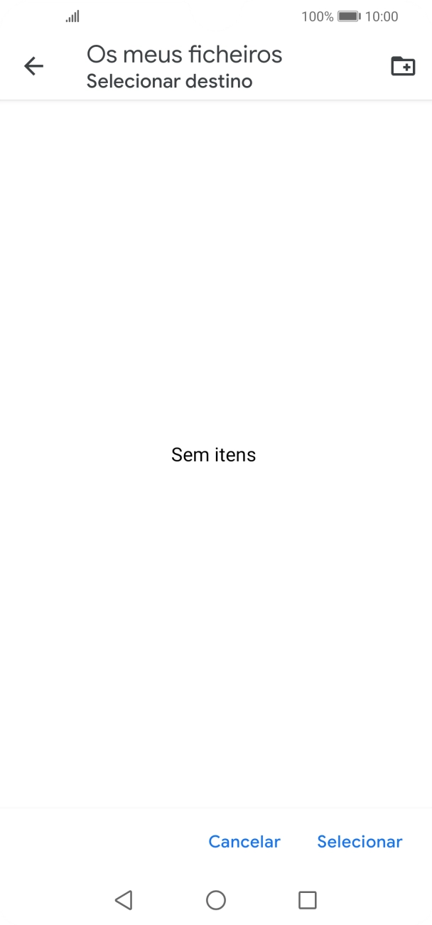 Se quiser criar uma nova pasta, prima o ícone de nova pasta e siga as indicações no ecrã para criar uma nova pasta.