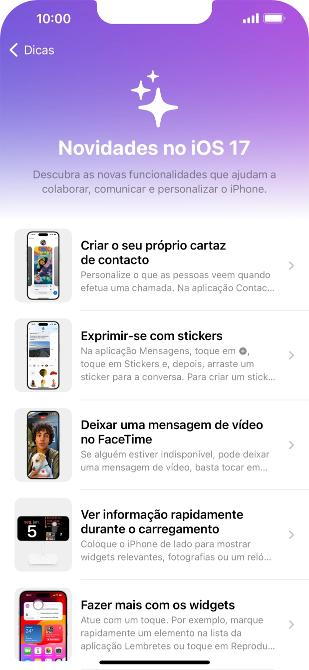 Para voltar ao ecrã inicial, deslize o dedo de baixo para cima a partir da base do ecrã.