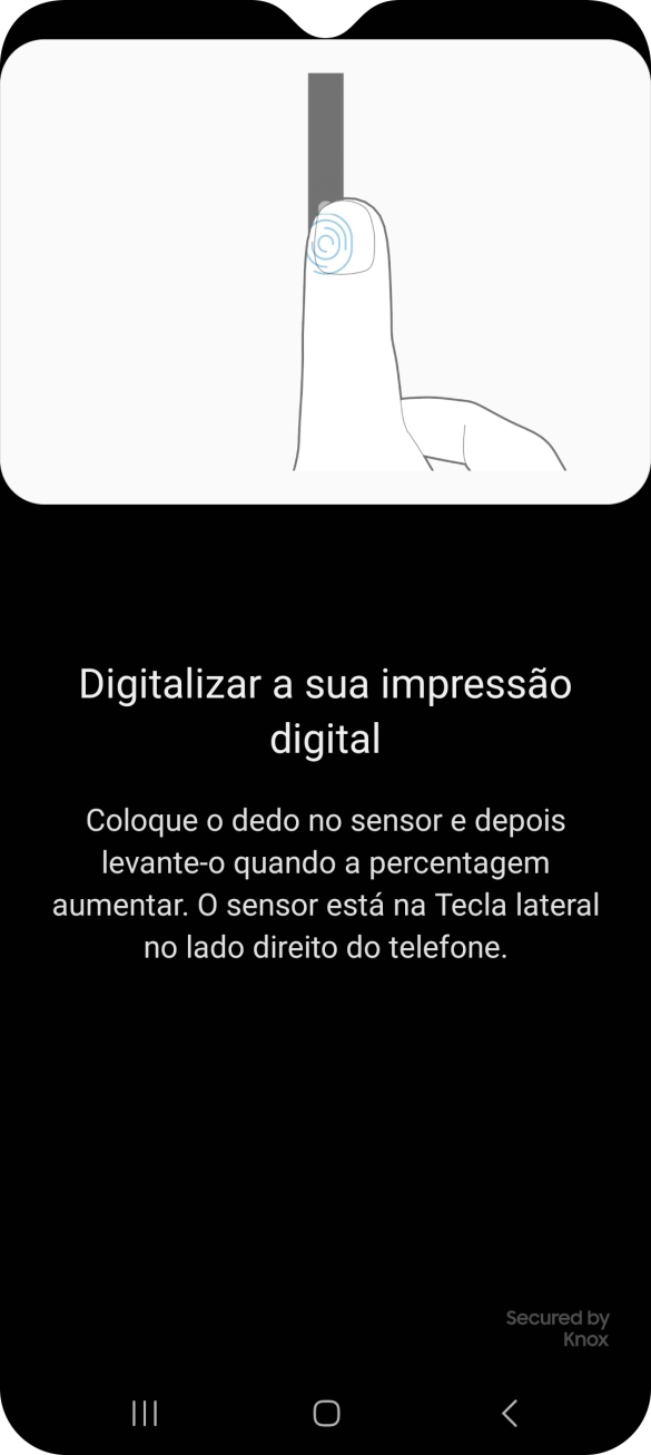 Siga as indicações no ecrã para definir a impressão digital como código de bloqueio.