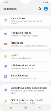 Válaszd a Biometrikus azon. és biztonság lehetőséget.