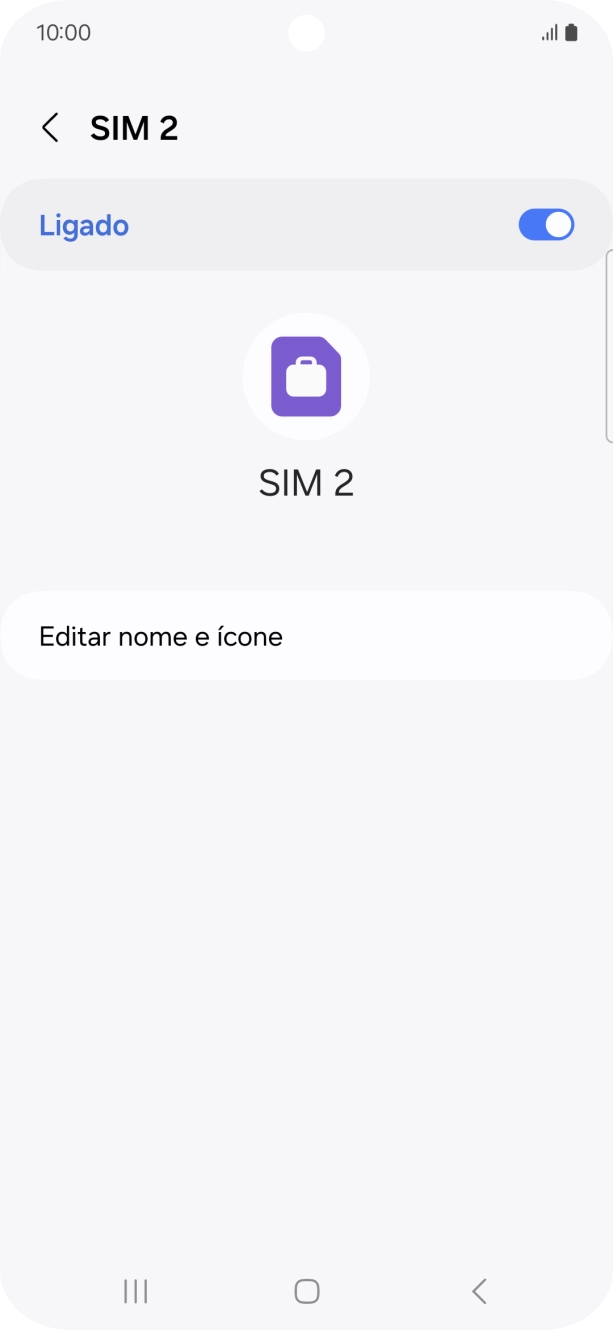 Prima o indicador para ativar ou desativar a utilização do cartão SIM.
