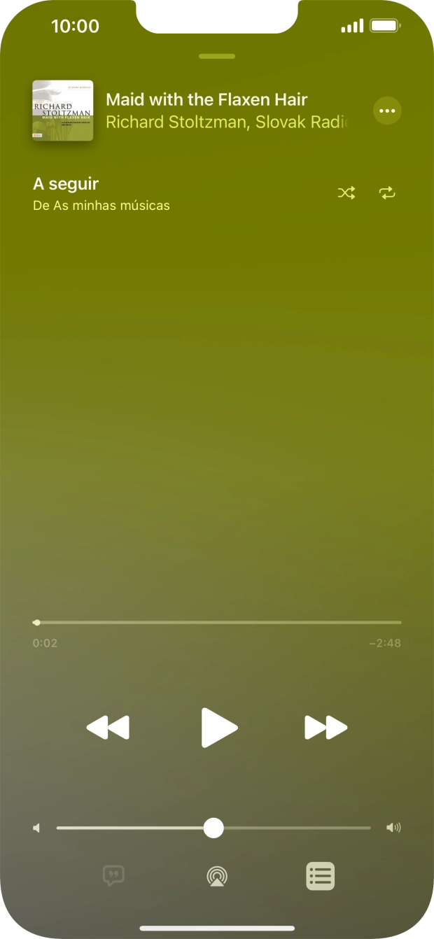 Prima o ícone de reprodução aleatória para ativar ou desativar a função.