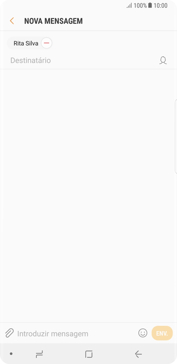 Prima o campo de escrita e escreva o texto da sua mensagem multimédia.
