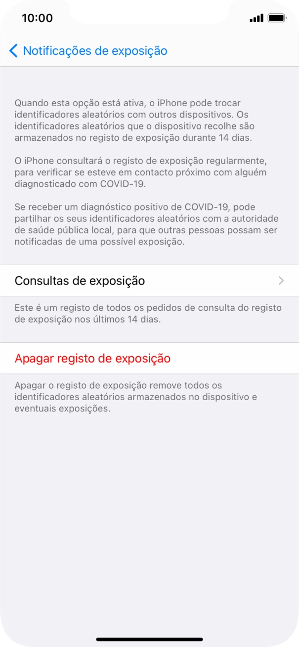 Prima Apagar registo de exposição.