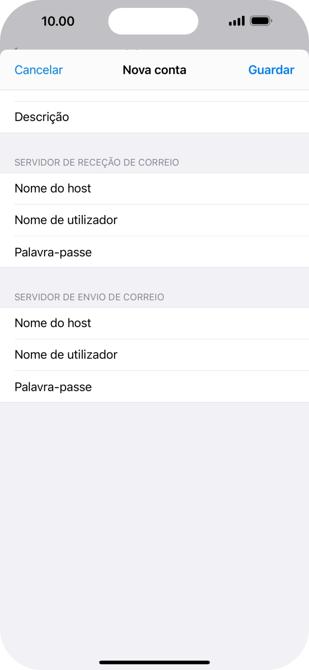 Prima Guardar. A sua conta de e-mail está agora configurada. Se pretender escolher definições adicionais para o servidor de receção e envio, siga os passos seguintes.