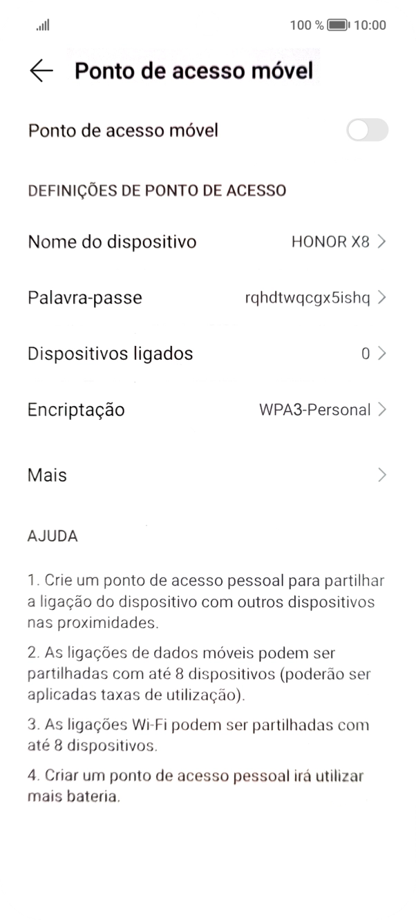 Prima Palavra-passe e introduza a password pretendida.