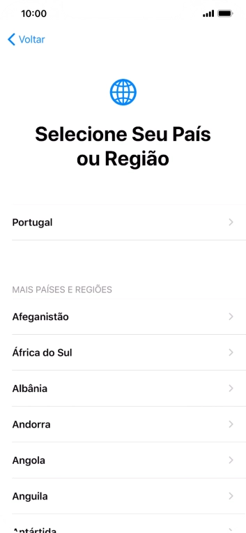 Prima a área ou país pretendido.