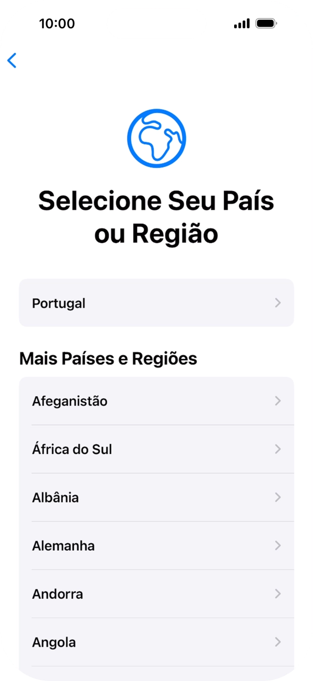 Prima a área ou país pretendido.
