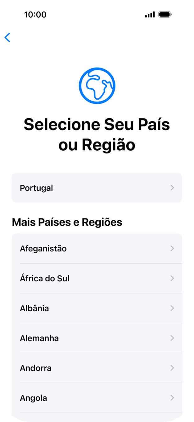 Prima a área ou país pretendido.