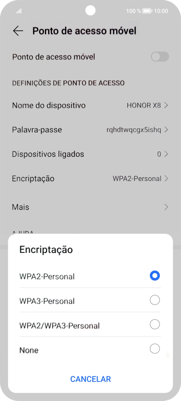 Prima WPA3-Personal para proteger o hotspot Wi-Fi com uma password.