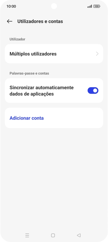 Prima Adicionar conta.