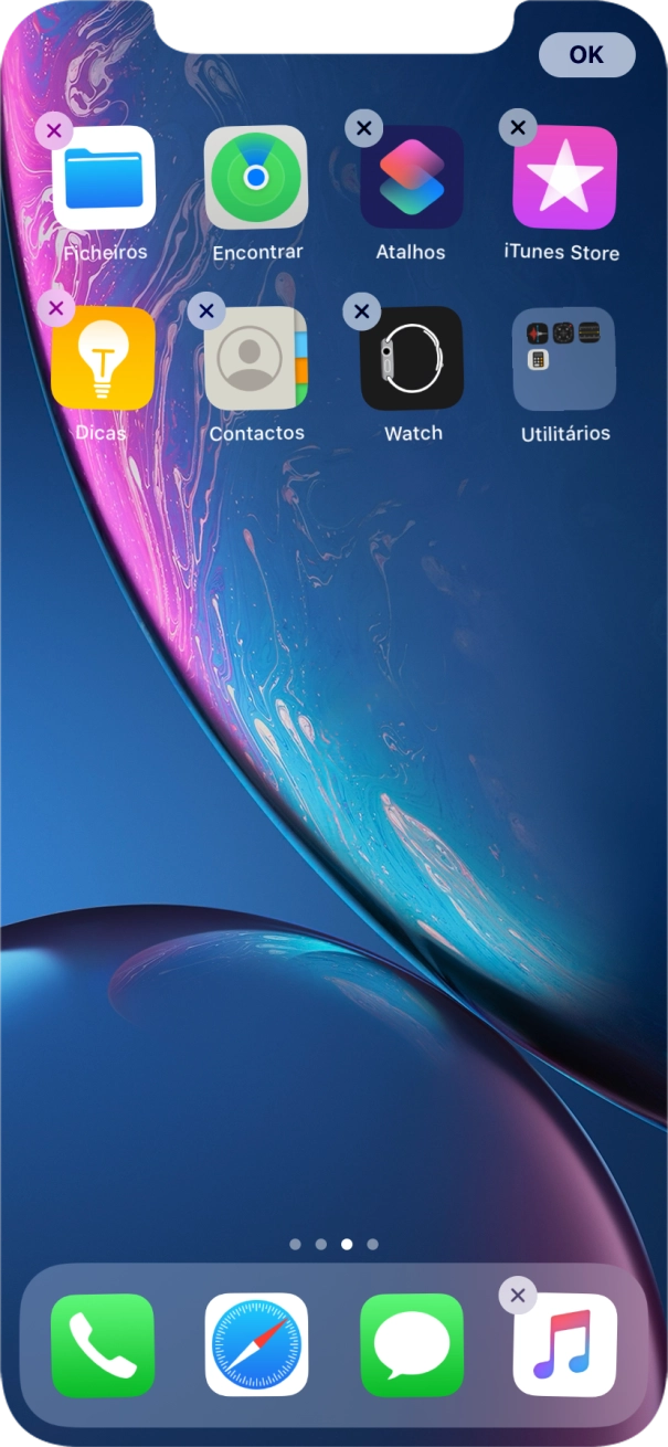 Prima o ícone de apagar  junto à app pretendida.