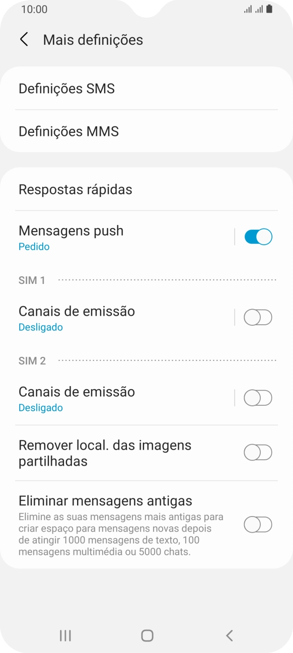 Prima Definições SMS.