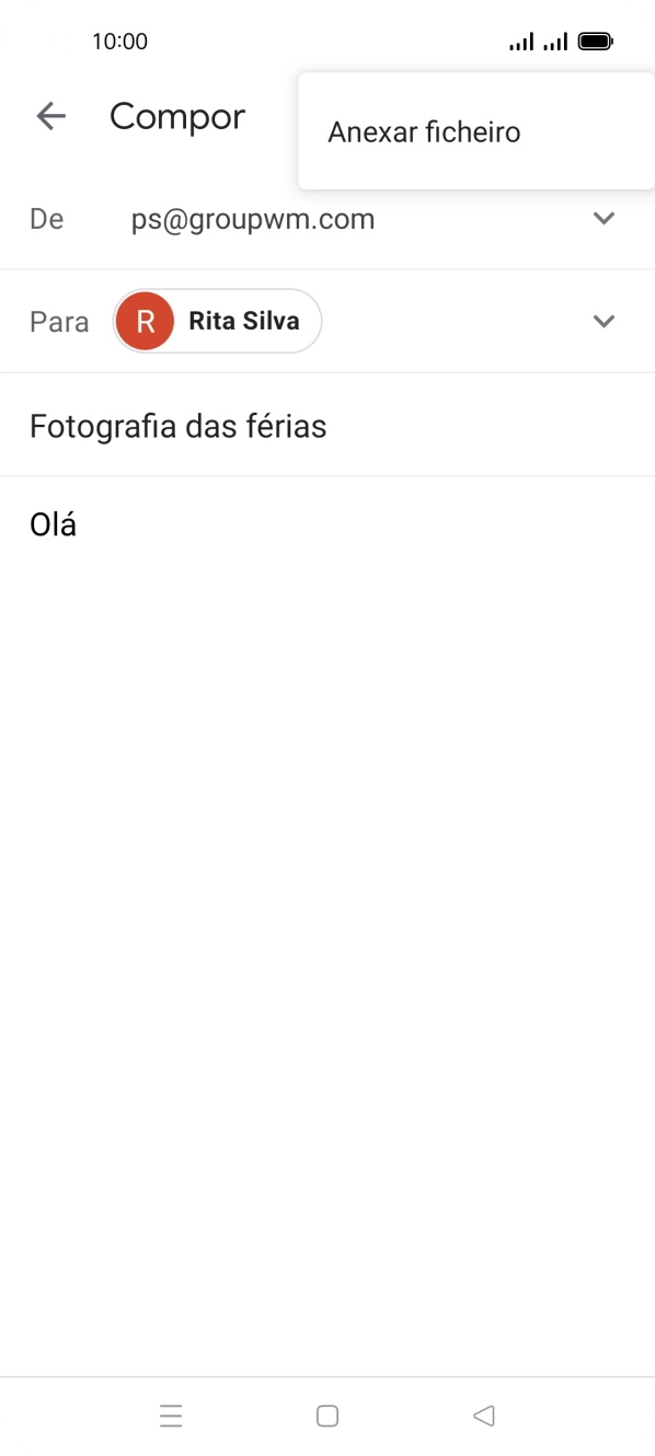 Prima Anexar ficheiro e vá até à pasta pretendida.