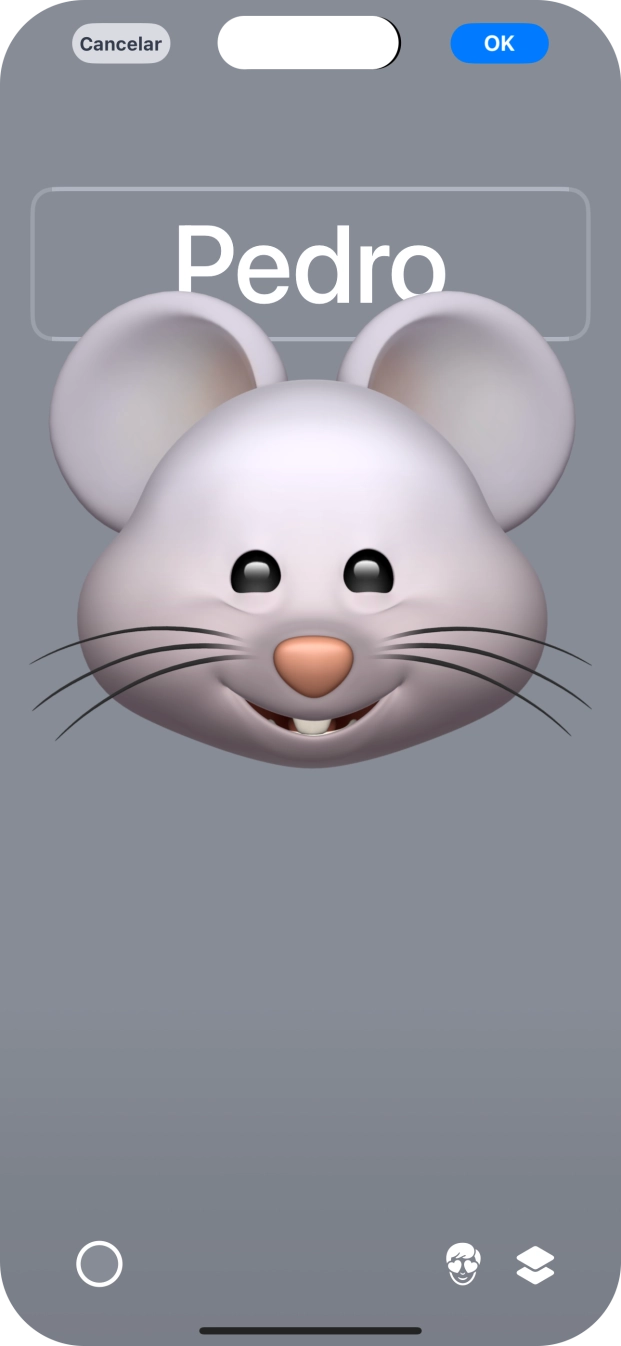 Prima o campo do nome e siga as indicações no ecrã para escolher o tipo de letra e cor para o seu nome no cartaz de contacto.