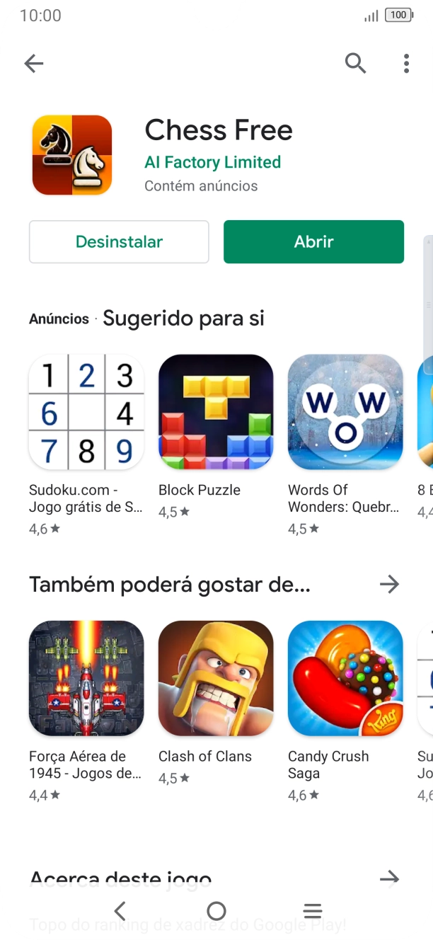 Prima a tecla de início para terminar e voltar ao ecrã inicial.