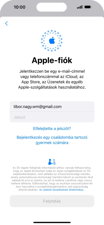 Kattints a Jelszó mezőre, és írd be az Apple ID-d jelszavát.