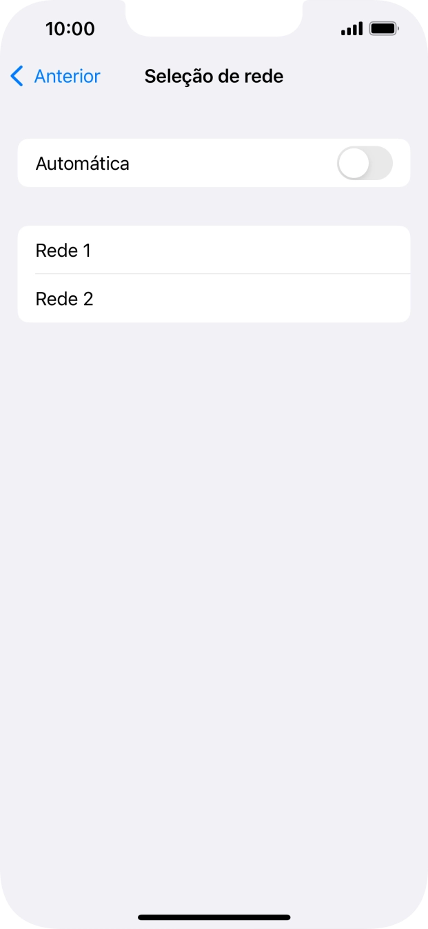 Se desativar a função, prima a rede pretendida.