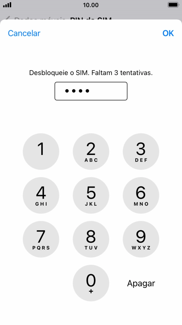 Introduza o seu código PIN e prima OK.