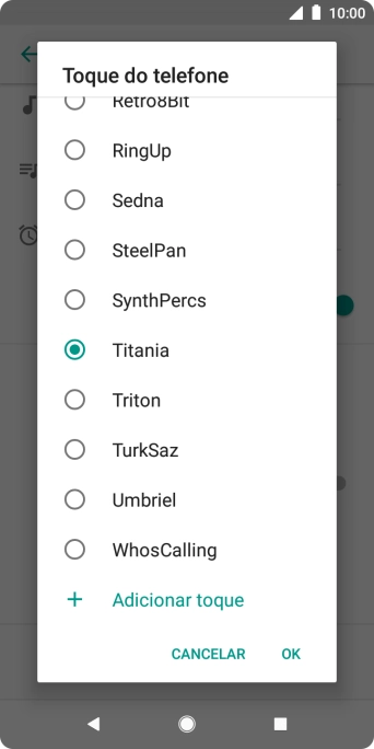 Prima Adicionar toque e vá até ao tom de toque pretendido.