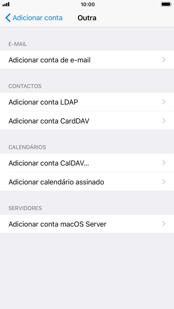 Prima Adicionar conta de e-mail.