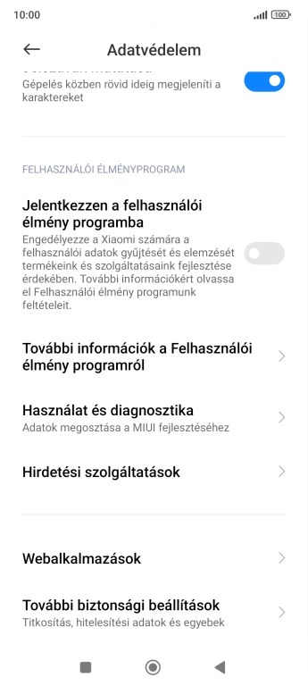 Válaszd a További biztonsági beállítások lehetőséget.