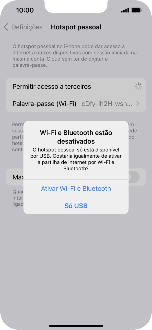 Se o Wi-Fi estiver desativado, prima Ativar Wi-Fi e Bluetooth.