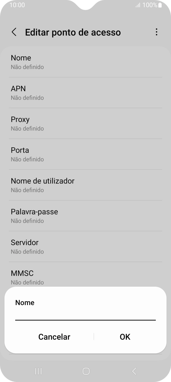 Introduza Vodafone Internet e prima OK.