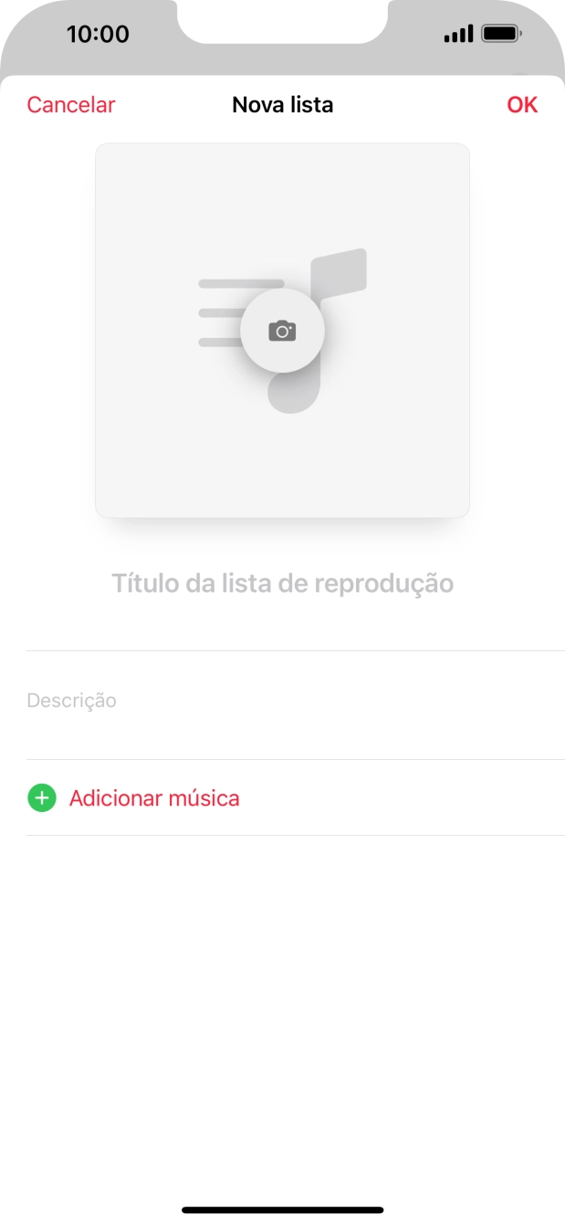 Prima o campo de escrita e introduza o nome da lista de reprodução.