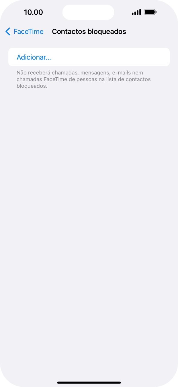 Prima Adicionar... e siga as indicações no ecrã para bloquear um contacto.