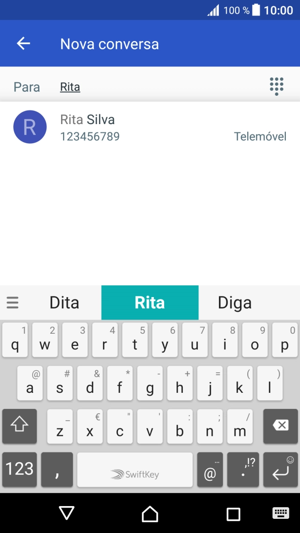Prima o contacto pretendido.