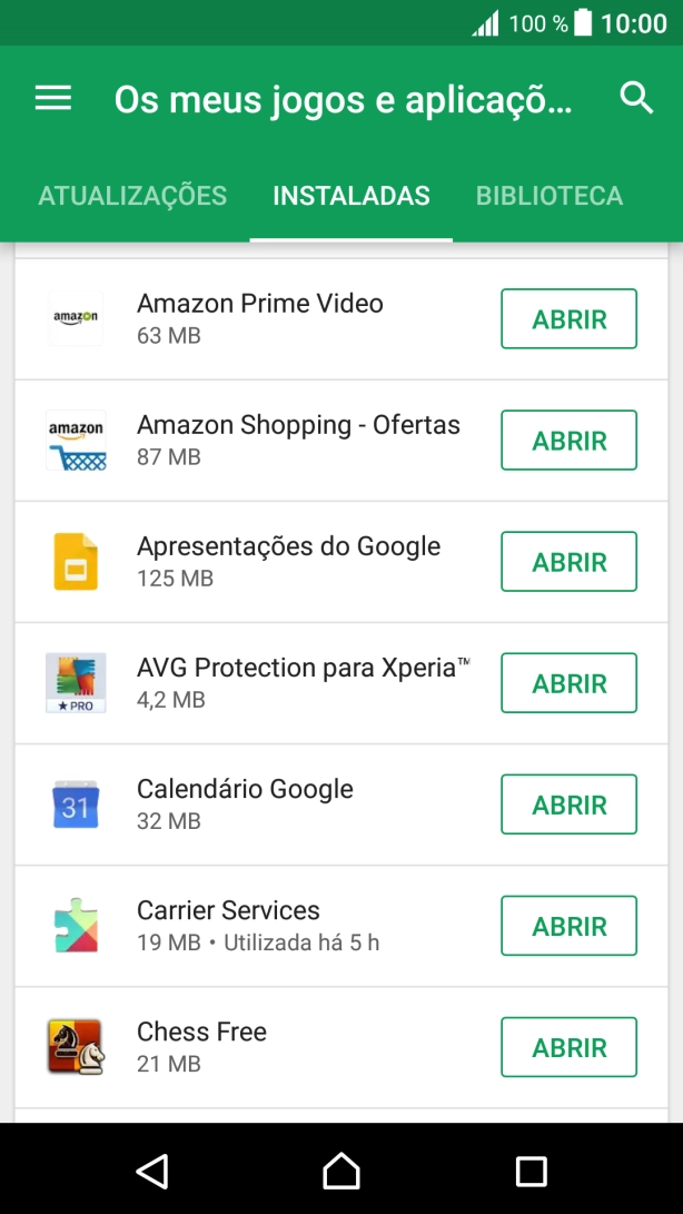 Prima a app pretendida.
