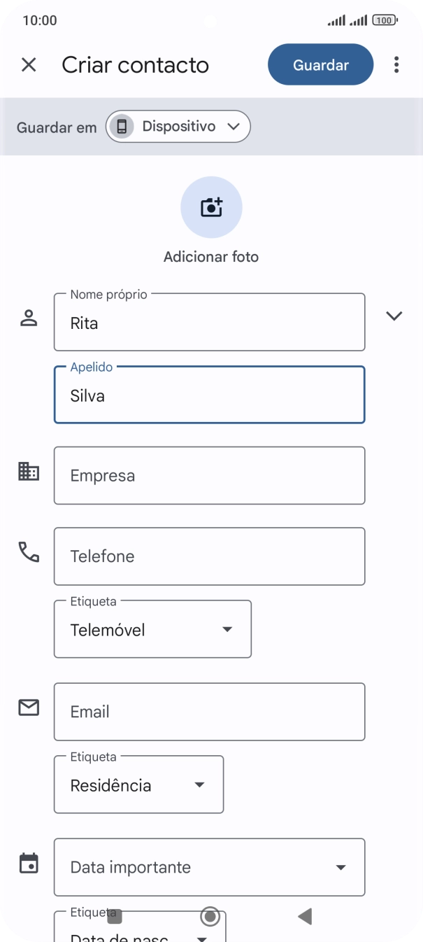Prima Telefone e introduza o número de telefone pretendido.