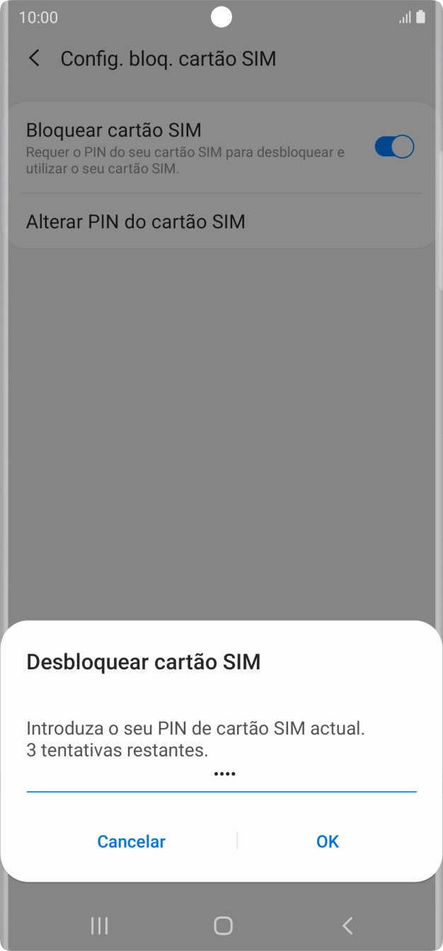 Introduza o seu código PIN e prima OK.