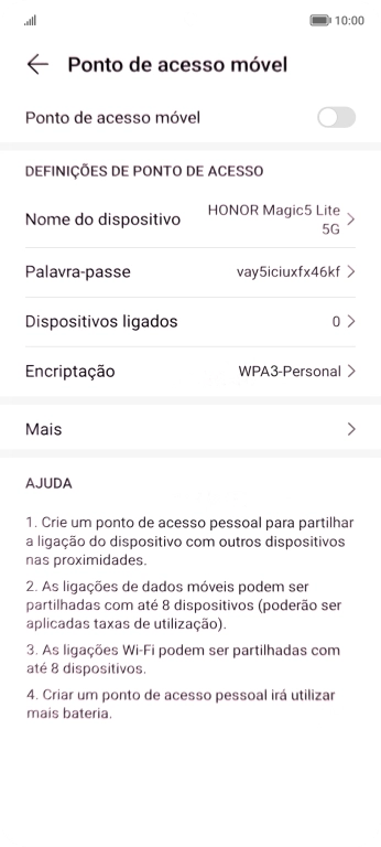 Prima Palavra-passe e introduza a password pretendida.