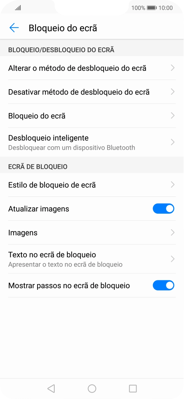 Prima Desativar método de desbloqueio do ecrã.
