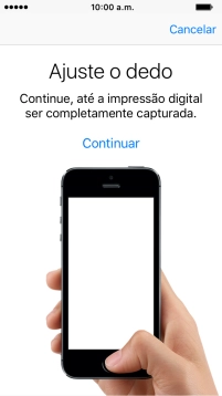 Prima Continuar. Se ainda não tiver escolhido um código de bloqueio do telefone, introduza um código à escolha duas vezes de seguida.